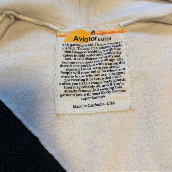 *SOLD* Aviator Nation Glider Zip Hoodie Medium Wh/Blk - Picture 10 of 13